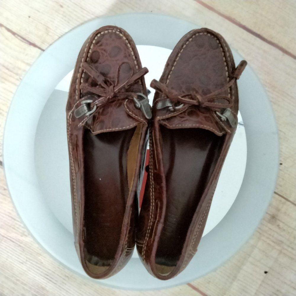 Unisa Brown Flats Leather Loafer Tortoise Print 6B - Picture 4 of 9